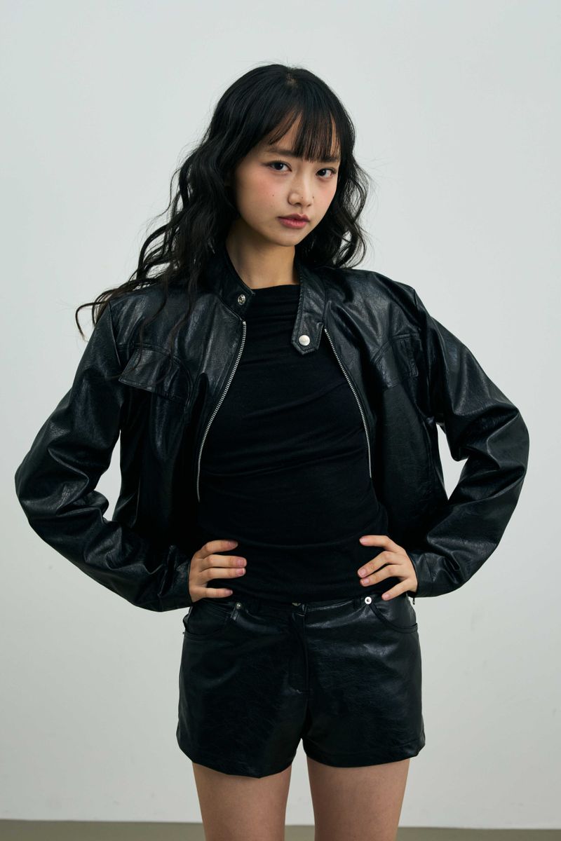 CLARI FAUX LEATHER JACKET / BLACK