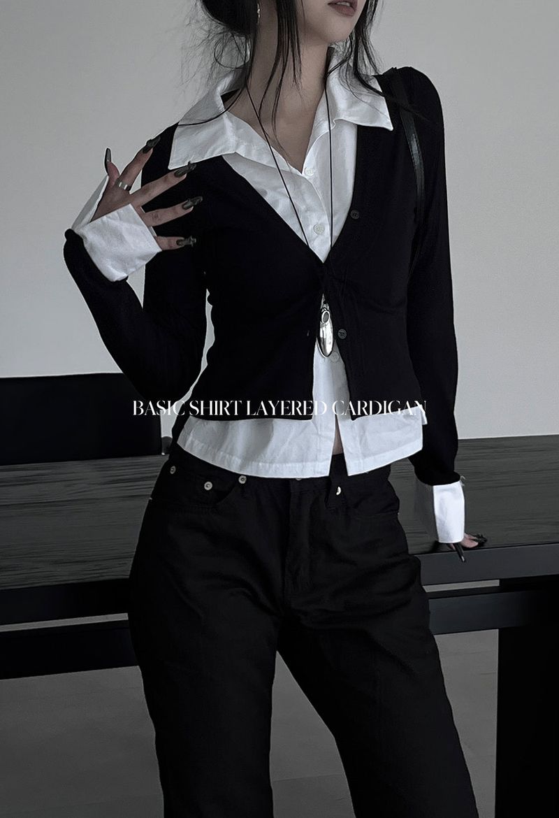 basic shirt レイヤードカーディガン (2color)