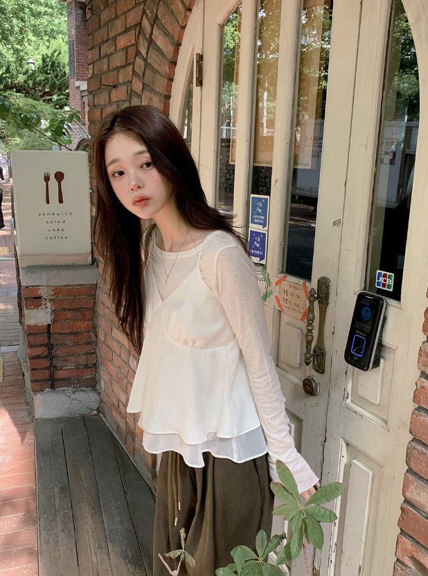 [SHOPPERMADE] Satin Silky Chiffon Sleeveless Blouse