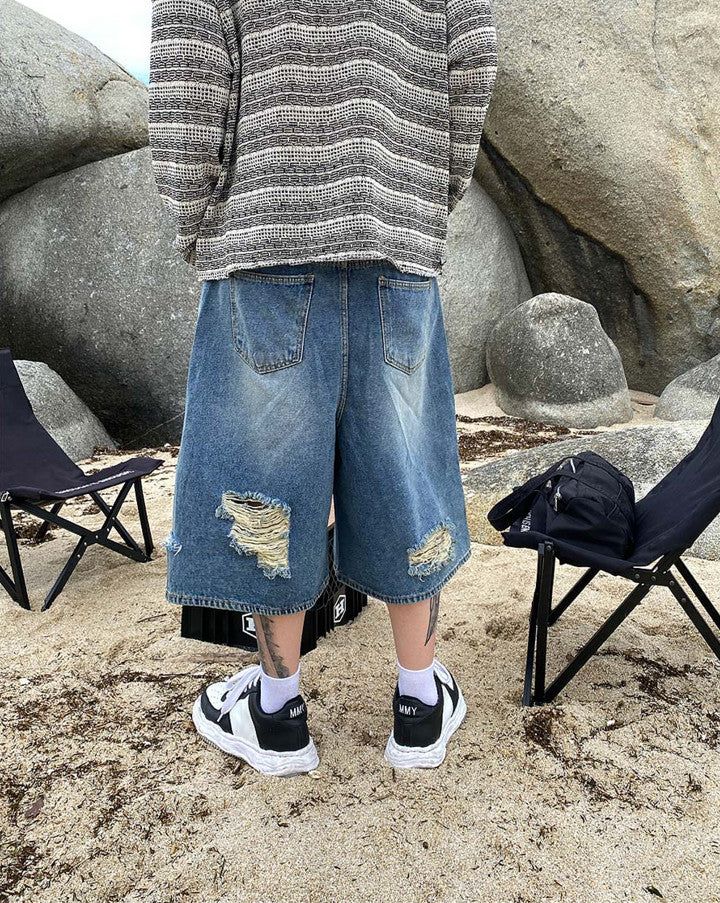 No.0250 damage 7 denim SHORTS