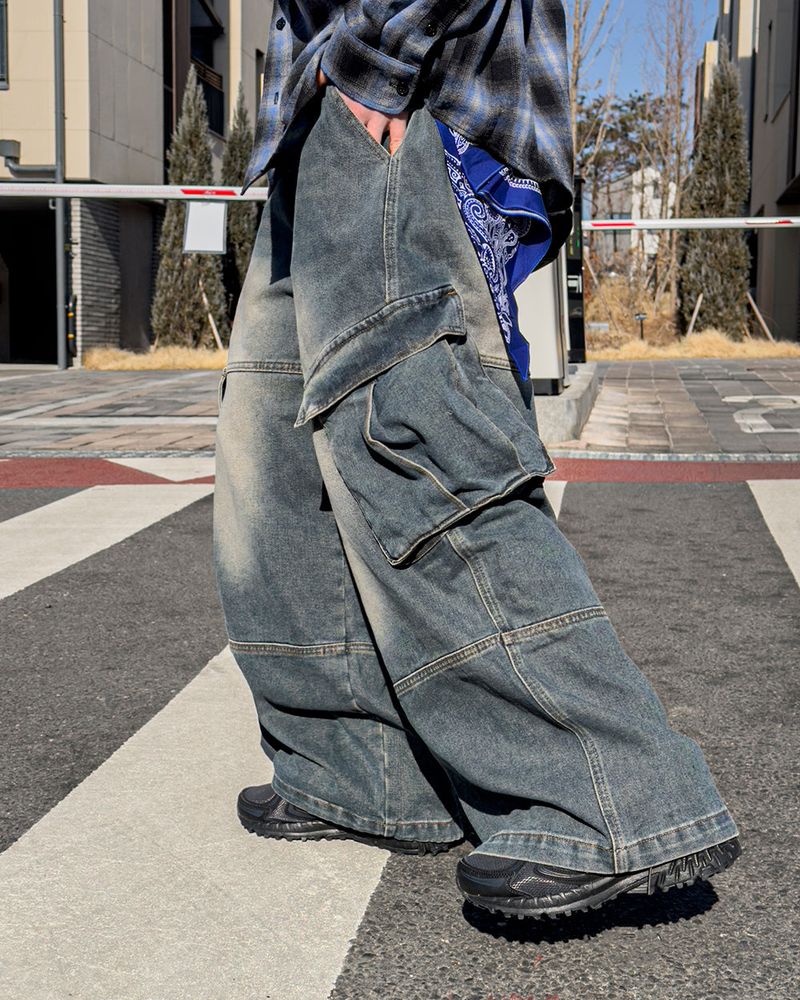 Mader Cut Cargo Denim Pants