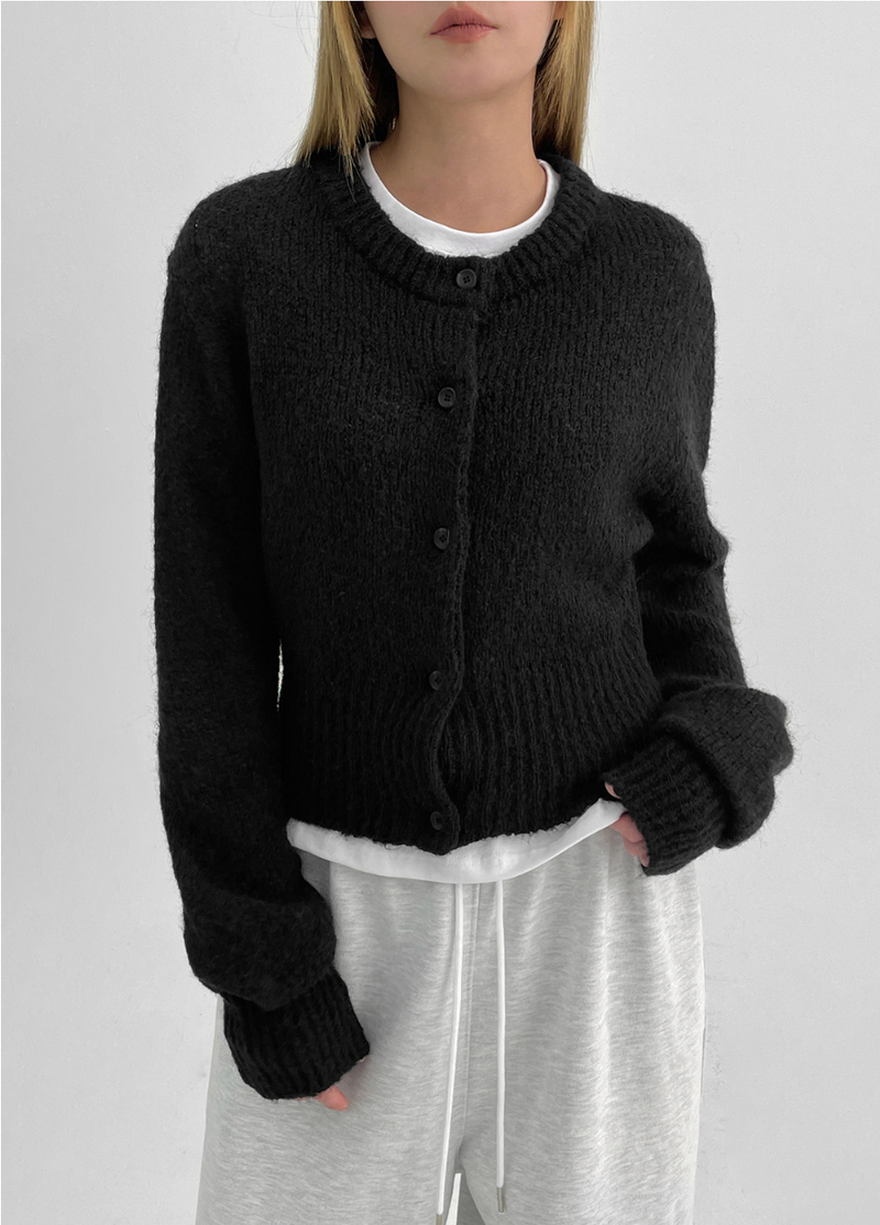 [MADE] Mock Alpaca Crop Knit Cardigan
