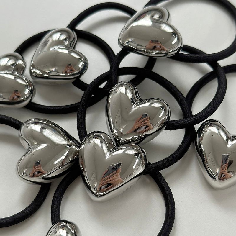 Silver heart hair tie