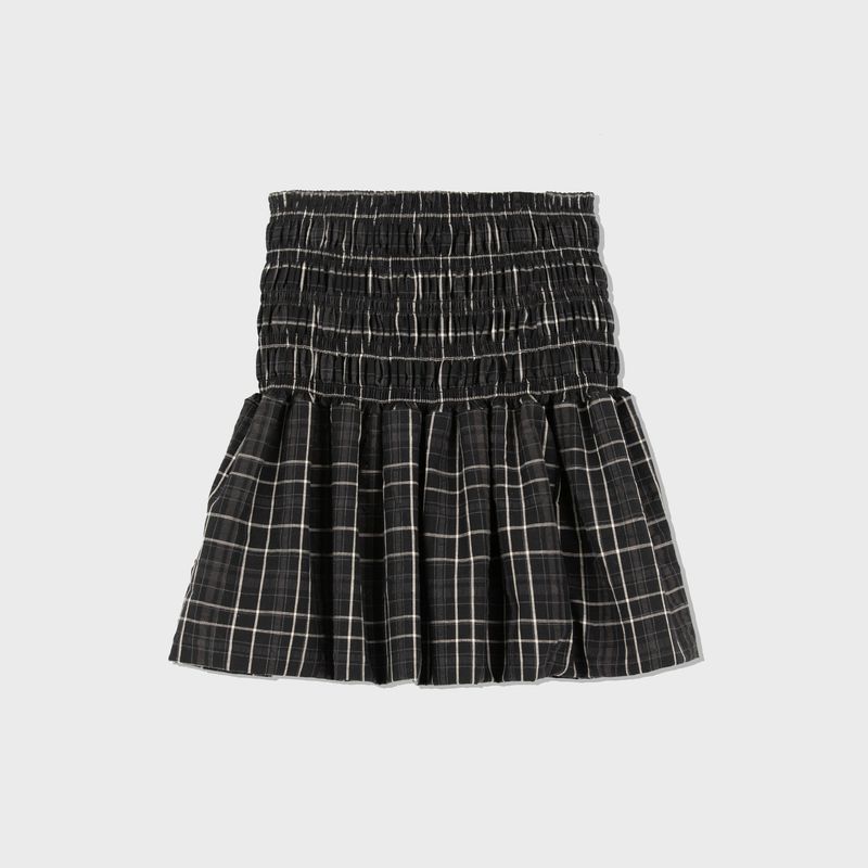SMOCKING BALLON SKIRT (BLACK CHECK)