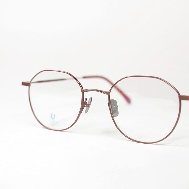 Knouun Round titanium glasses CODE. 101. D Pink Brown