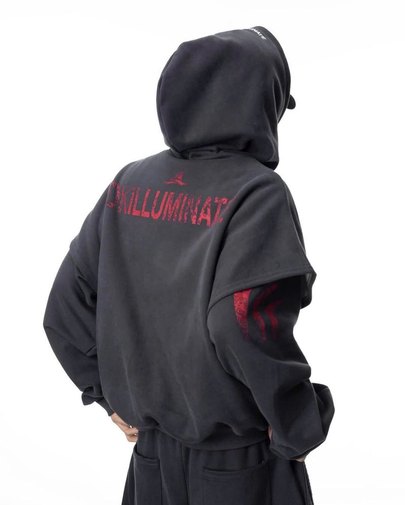 DOUBLE LAYER GREY HOODIE
