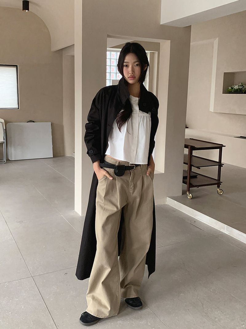 PLAIN WASHED PINTUCK PANTS (2C)