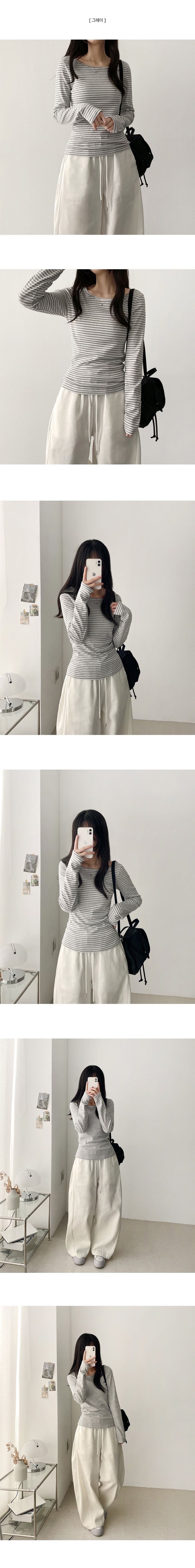 Brae UネックダンガララウンドロングスリーブTシャツ