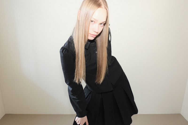 Pleated midi skirt _(Emerald Heart)*Black
