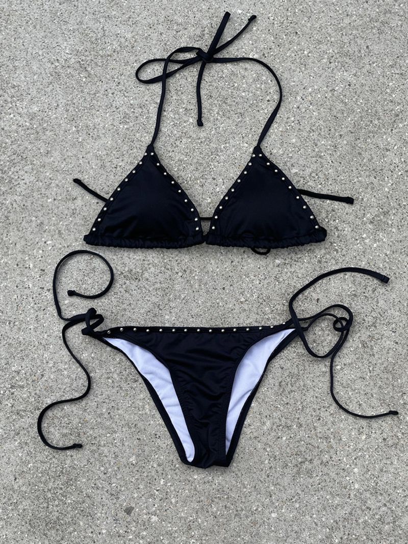 Black stud bikini - Triangle bottom