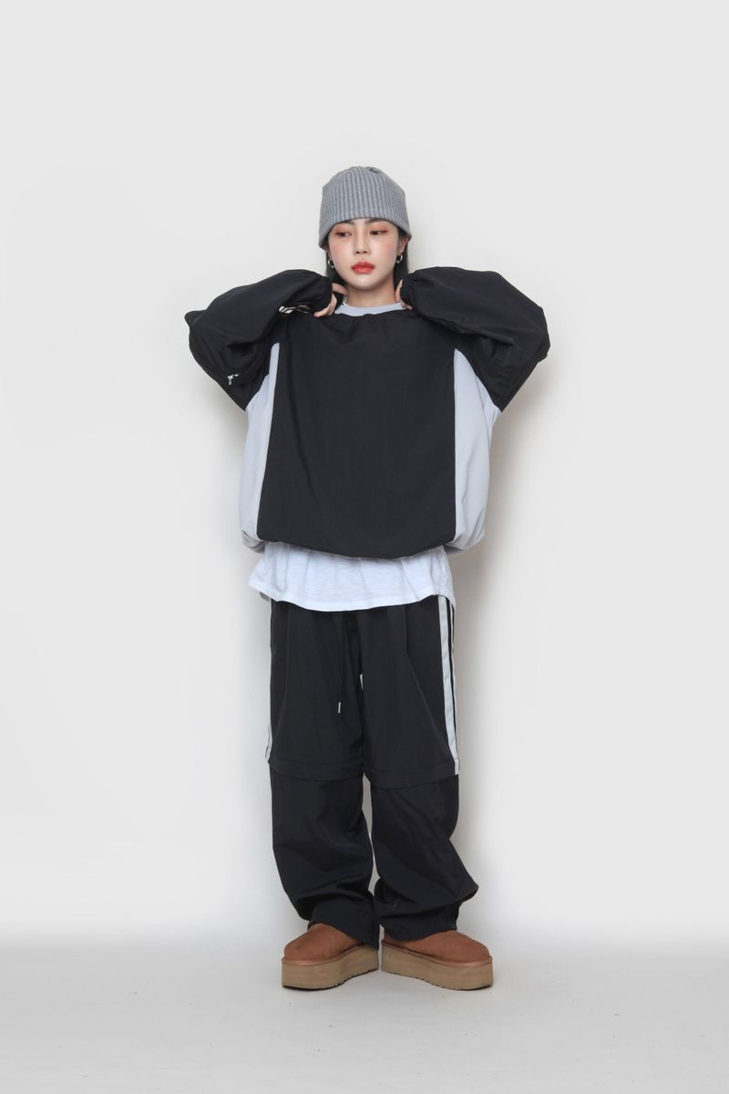 two-way nylon sweatshirt