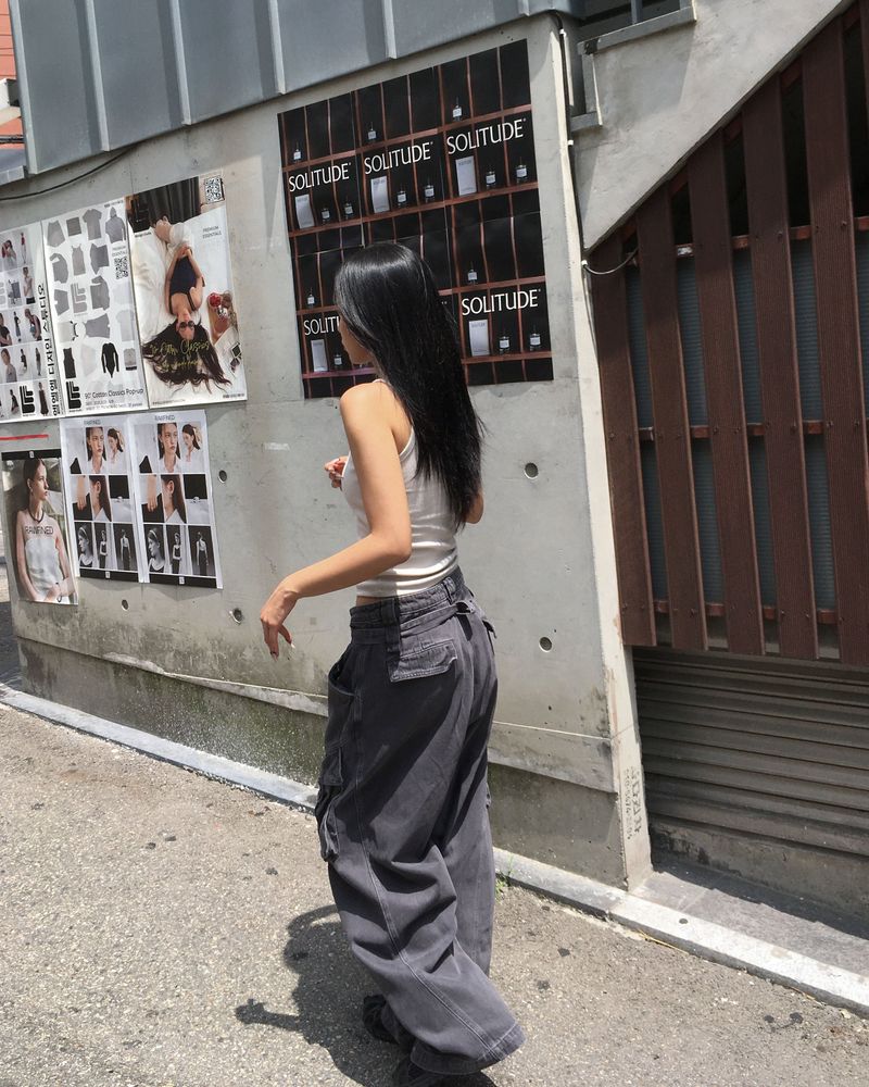 Belted dying cargo pants