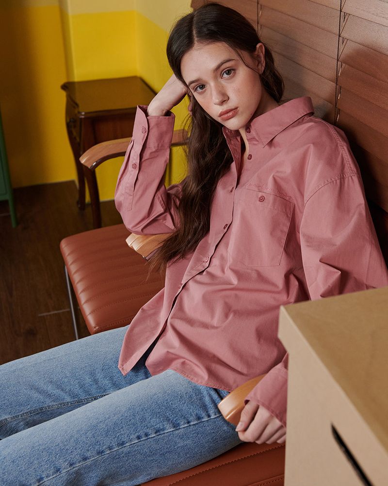 LOGO POPLIN SHIRT [PINK]
