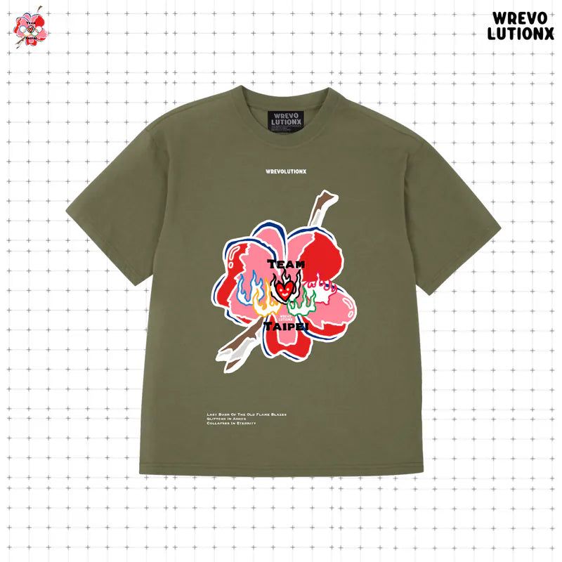 "See You in Paris" Flower T-shirt(Olive Green)