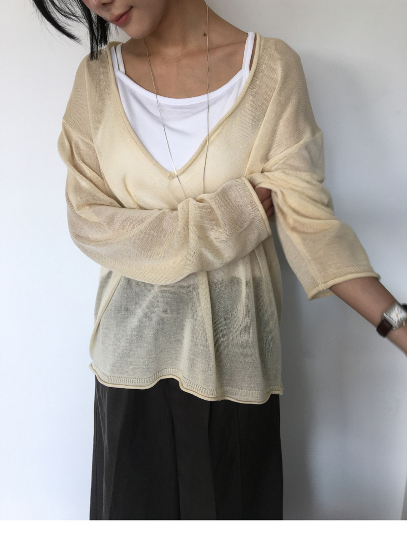 Veiled Summer V-neck Knit (5color)
