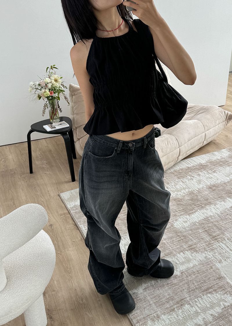 HALTER SHIRRING BLOUSE