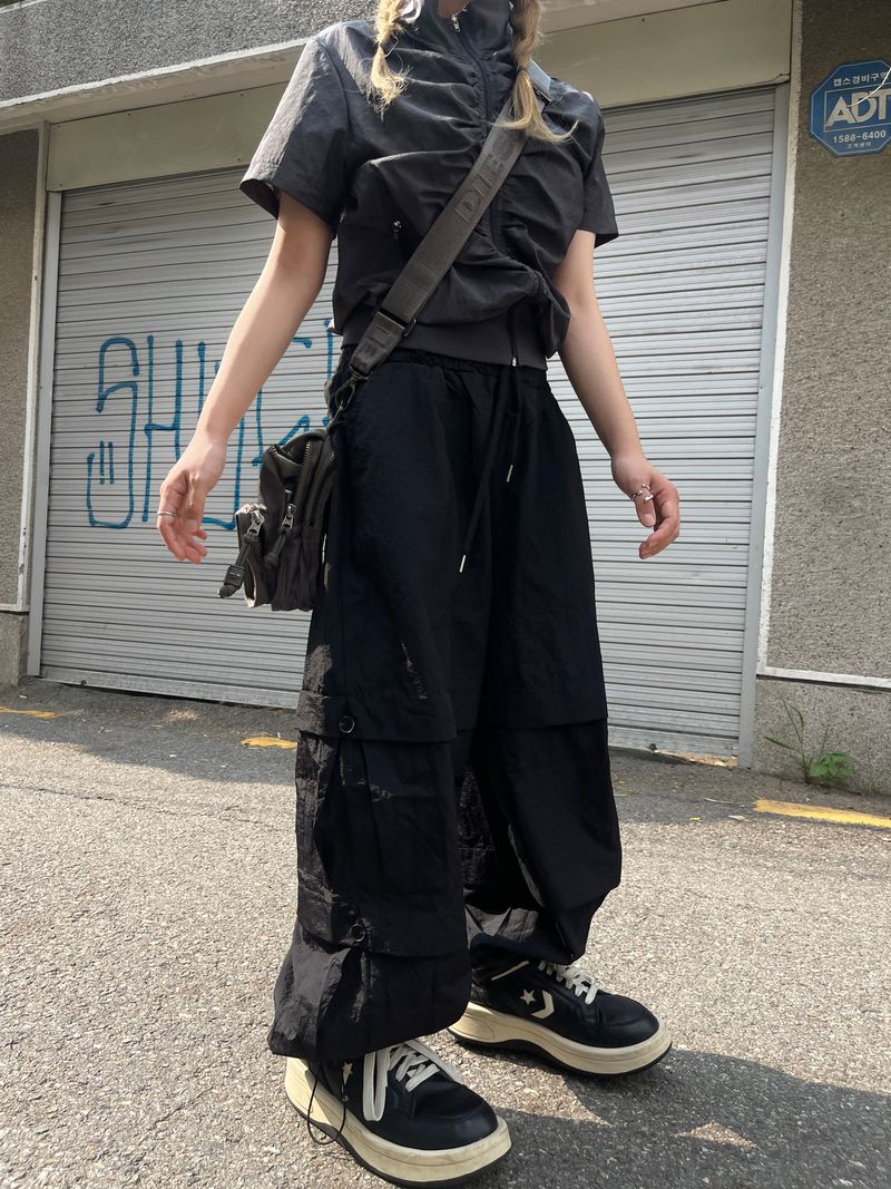 Summer nylon balloon double cargo pants