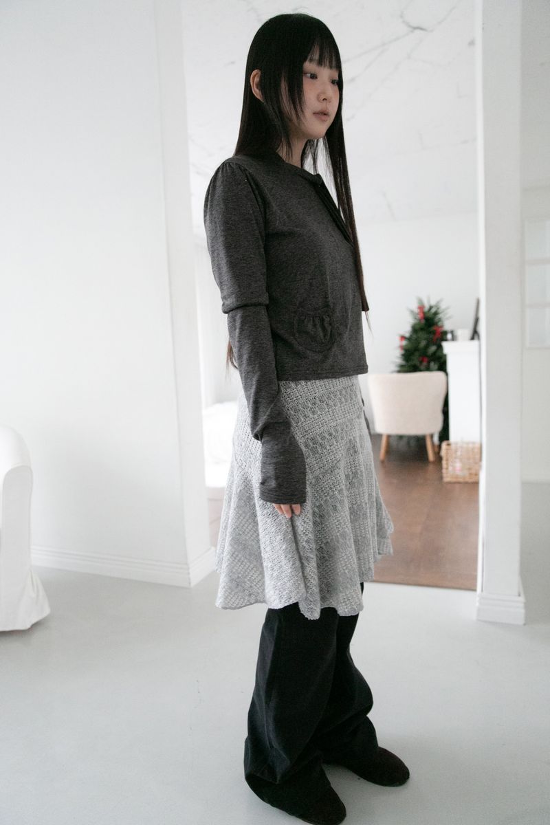 knit wool flare skirt(3colors)