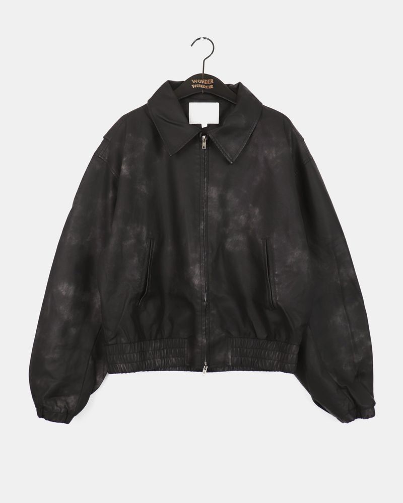 [2 size] Timber Vintage-Washed Leather Jacket