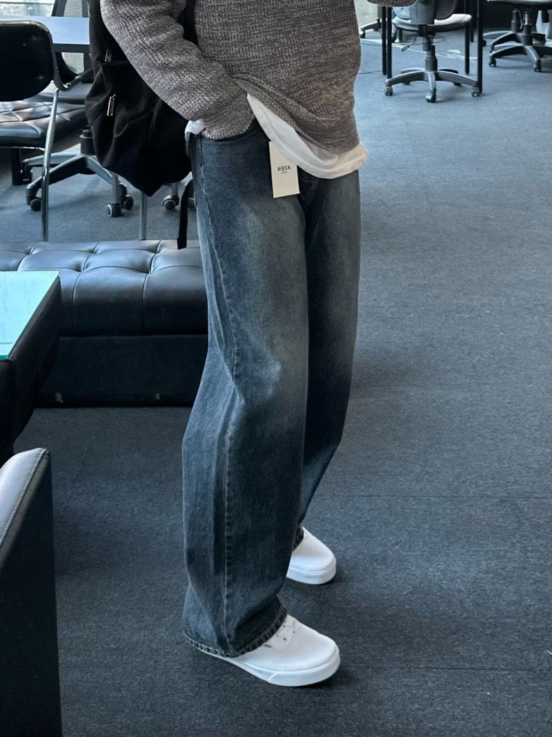 ドローダークブルーデニムパンツ