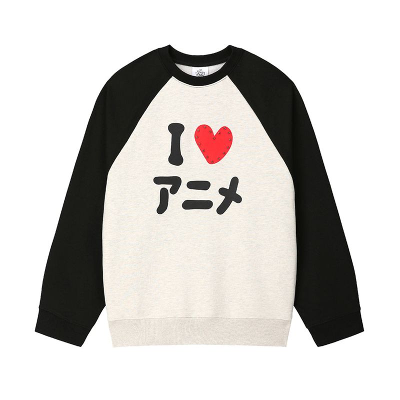 I LOVE ANIME Raglan Sweatshirt - BLACK
