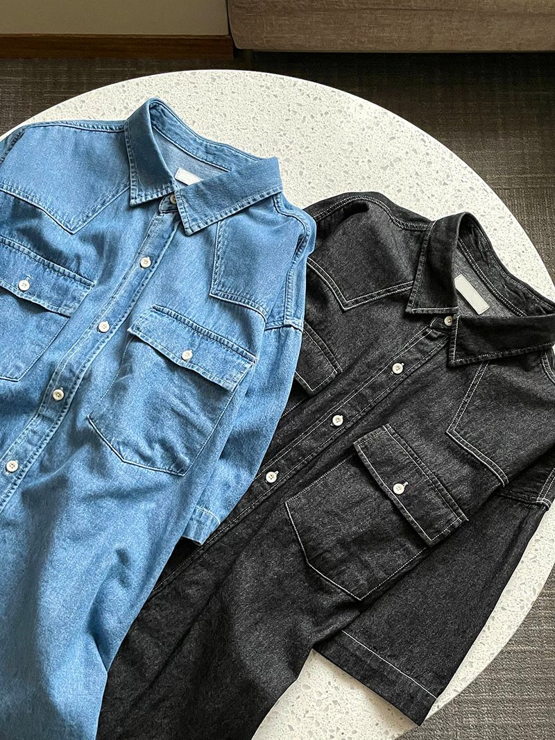 classic western two-pocket denim shirt