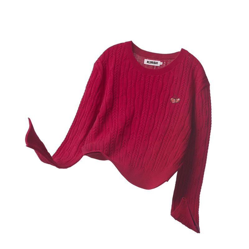 KIRSH（キルシー）の「SMALL CHERRY CABLE CROP KNIT [LIGHT BURGUNDY]（Tops）」