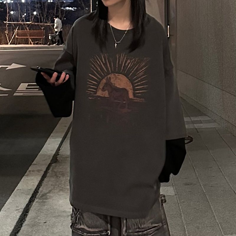 PEARCLAN（ペアクラン）の「sunset pigment layered long sleeve（Tops）」