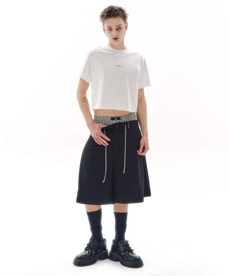 TWIN CUFF CROP T-SHIRT