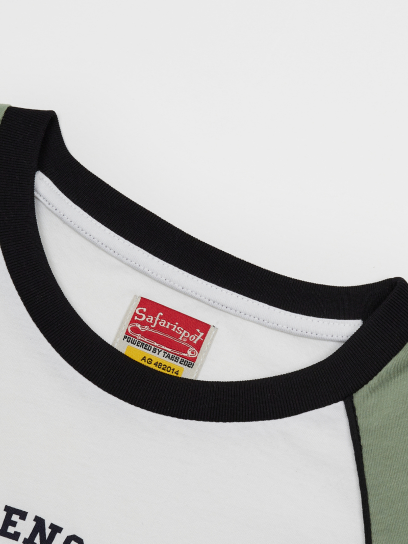 1/2 MULTI SKULL RAGLAN TEE (WHITE/GREEN)