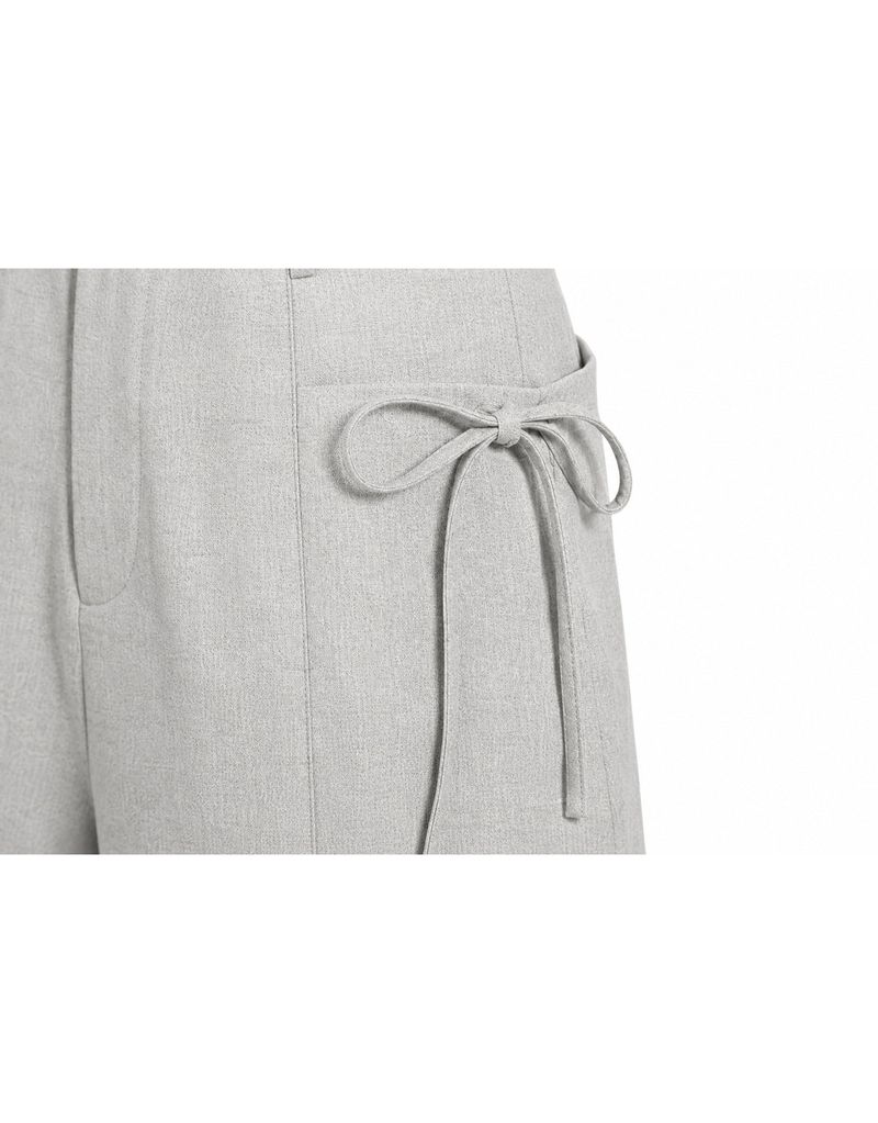 Ribbon Linen Summer Shorts Light Grey
