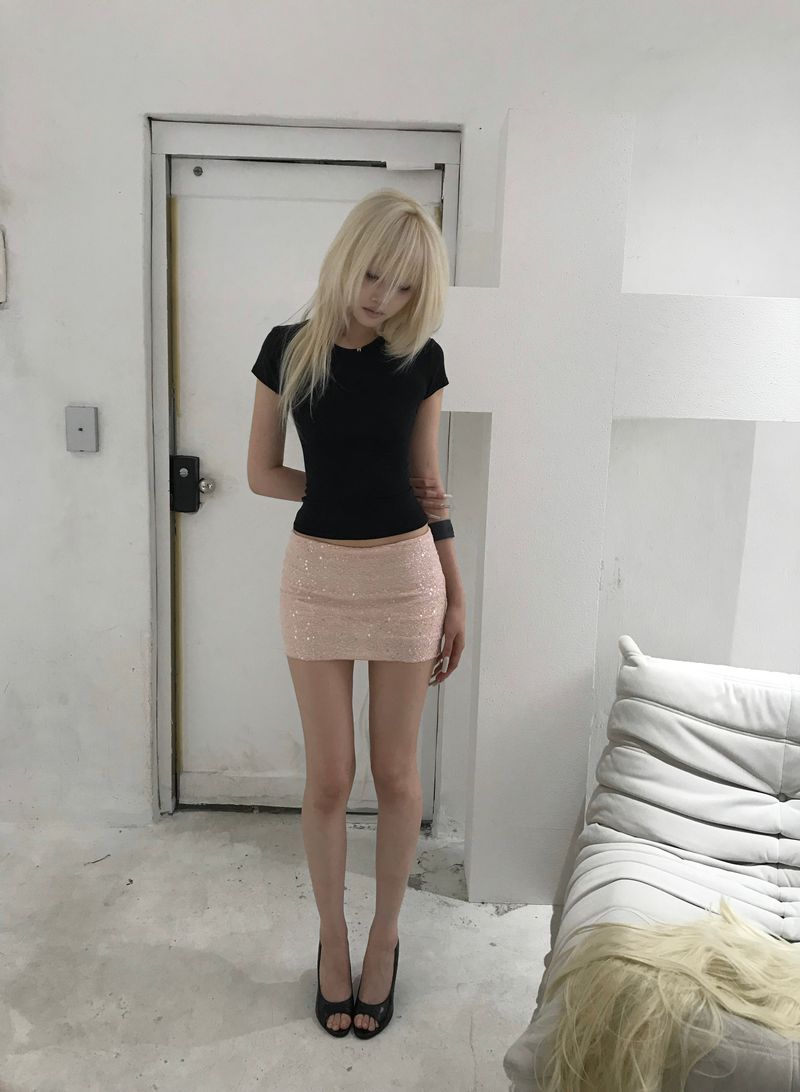 SPARKLE MINI SKIRT(PINK)