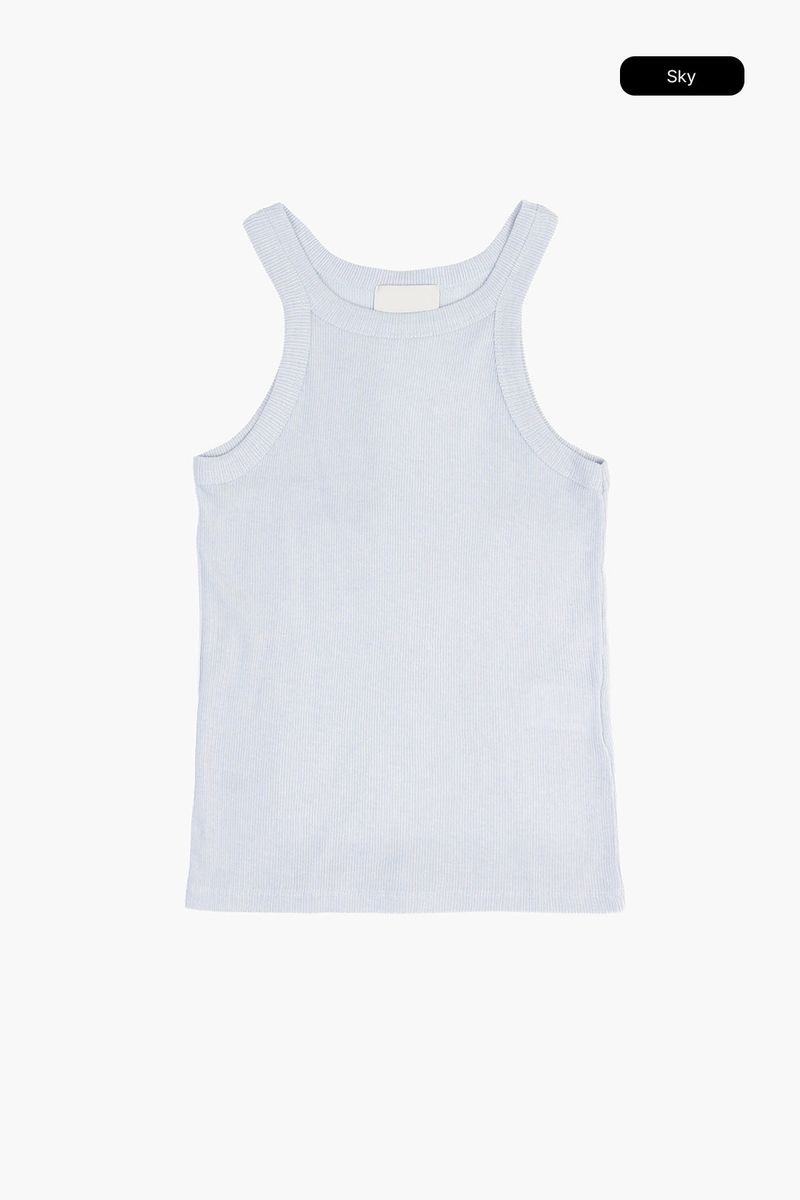 Half wrinkled ribbed sleeveless