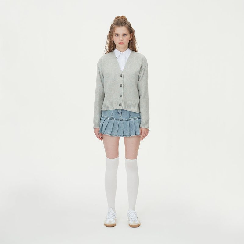 WOOL CROP KNIT CARDIGAN_MINT