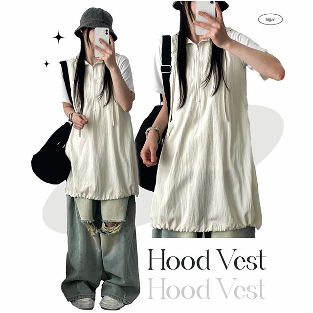 hijjoo（ハイチュー）の「Reading Basrak String Semi-Zipup Hooded Dress（Dresses）」