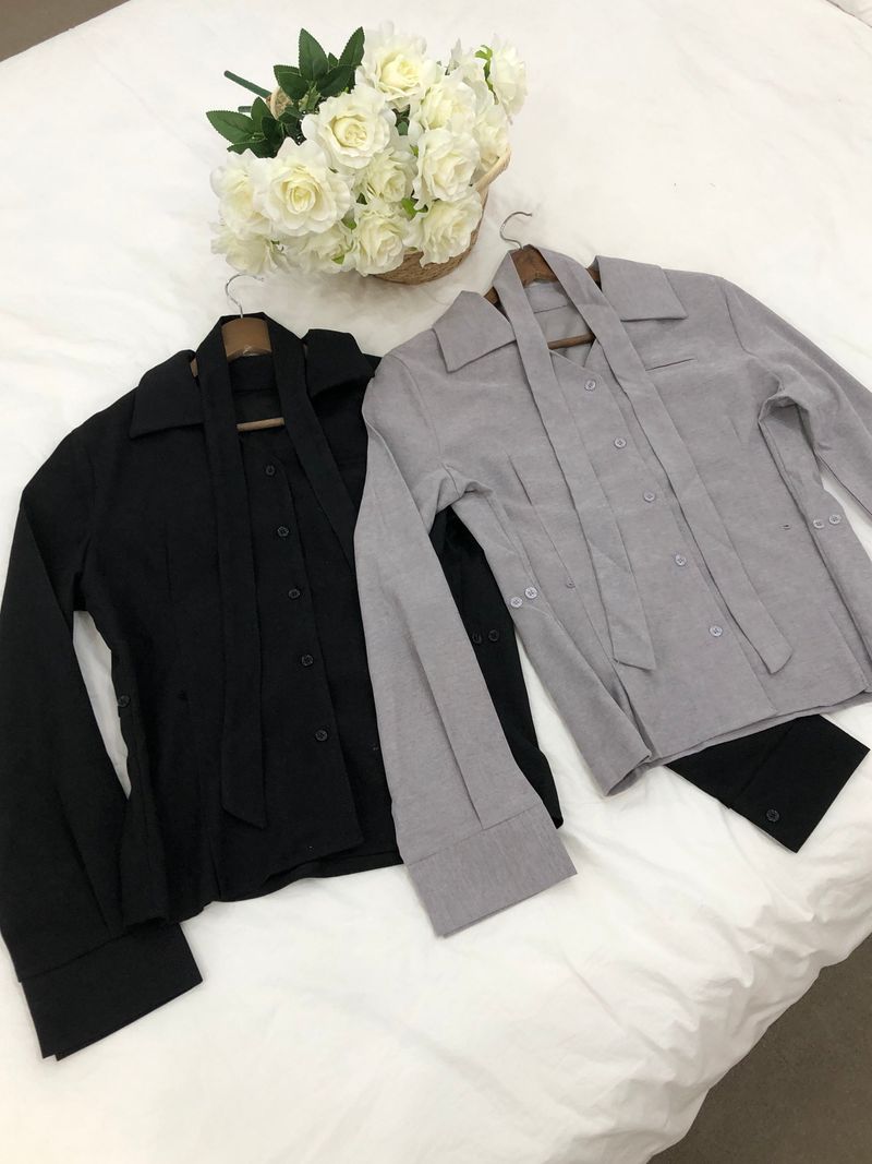 Dual Tie Pintuck Line Shirt