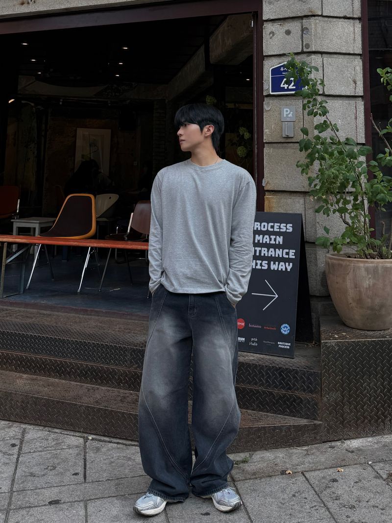 ツイスト カーブド デニム パンツ