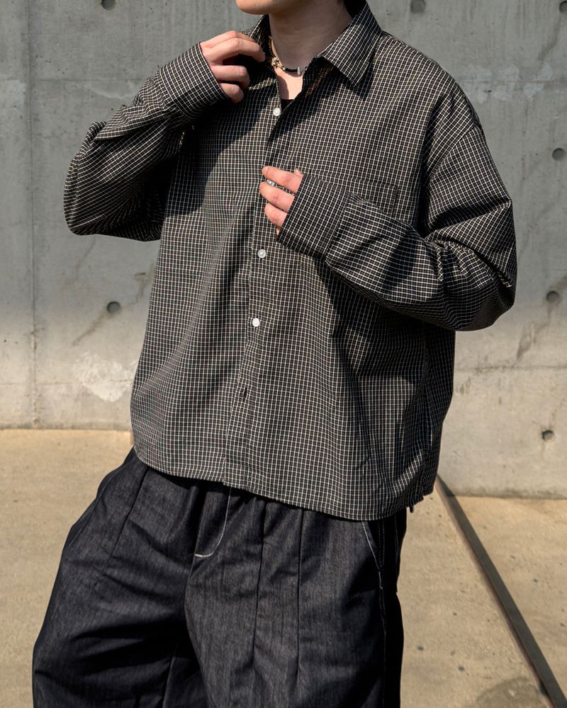 Neric Mini Check Cropped Shirt