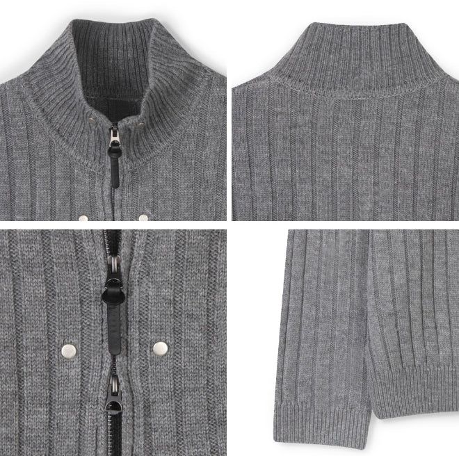 Dien Studded Ribbed Knit Zip-up