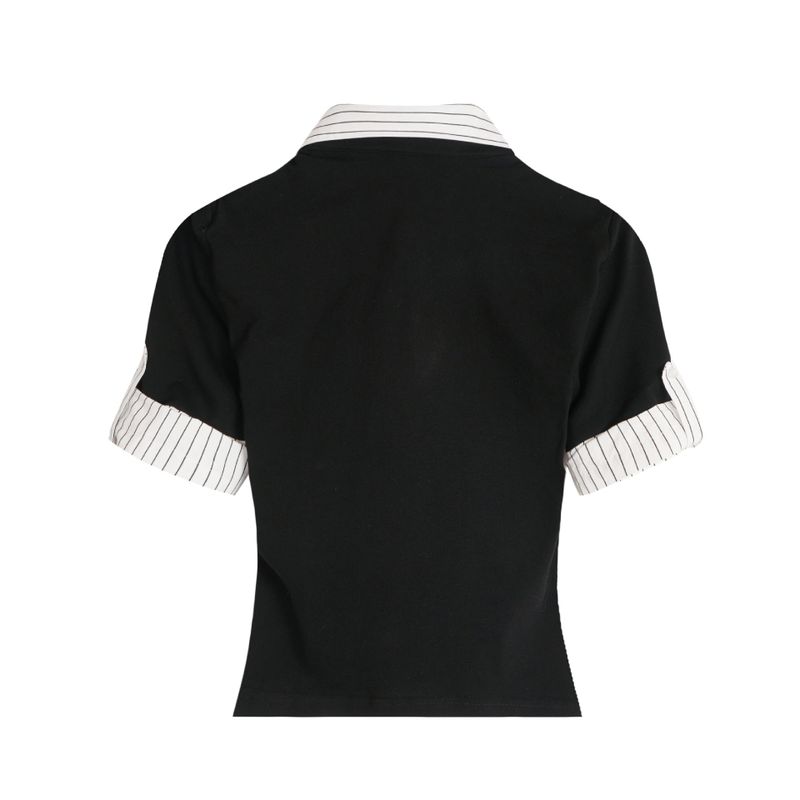 Solene Stripe Collar Slim Shirt