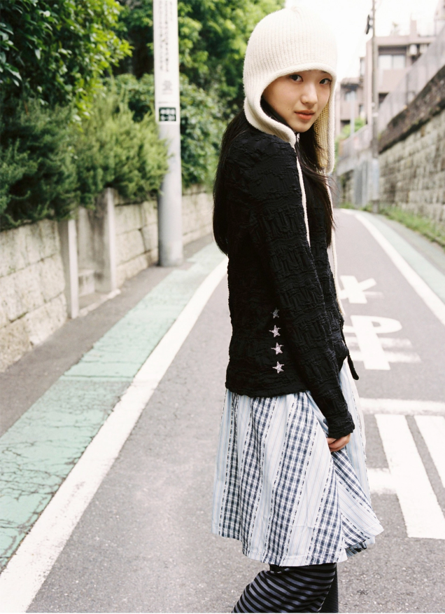 Check Twister Star Skirt - Stripe Light Blue