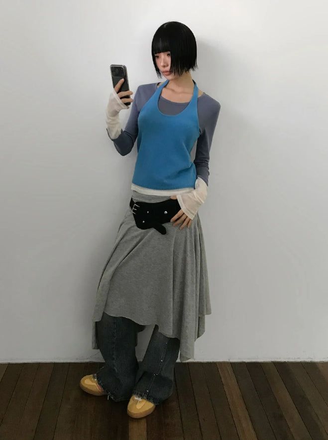 POP HALTER KNIT SLEEVELESS