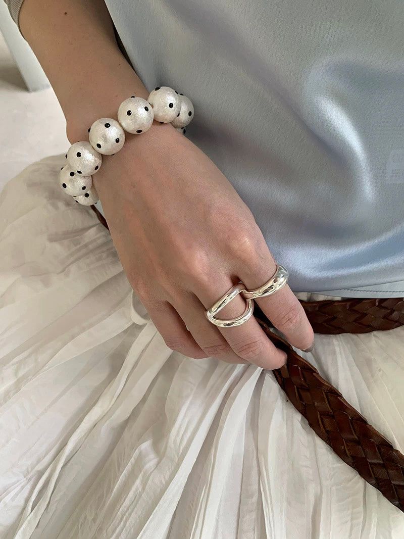 Matt white dot bangle