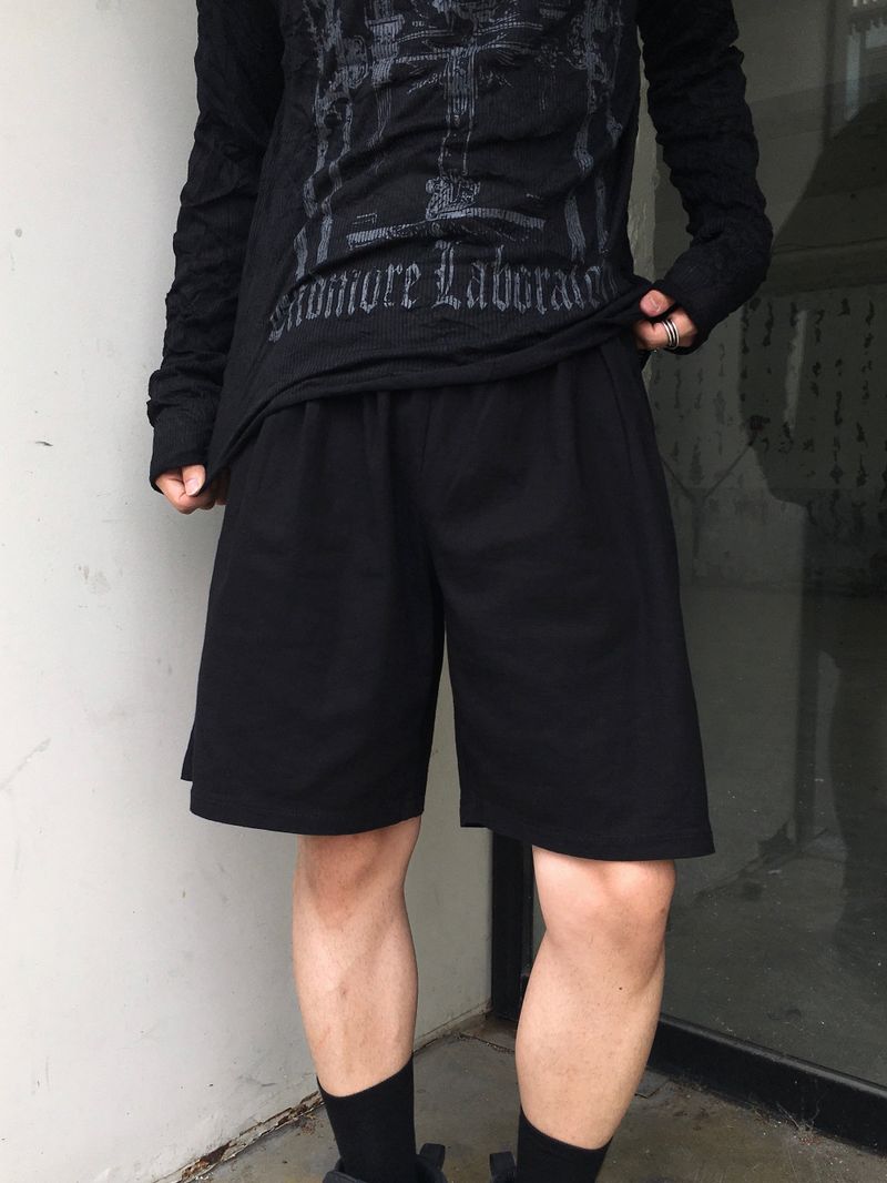 Basic Double-Pintuck Linen Shorts 4C