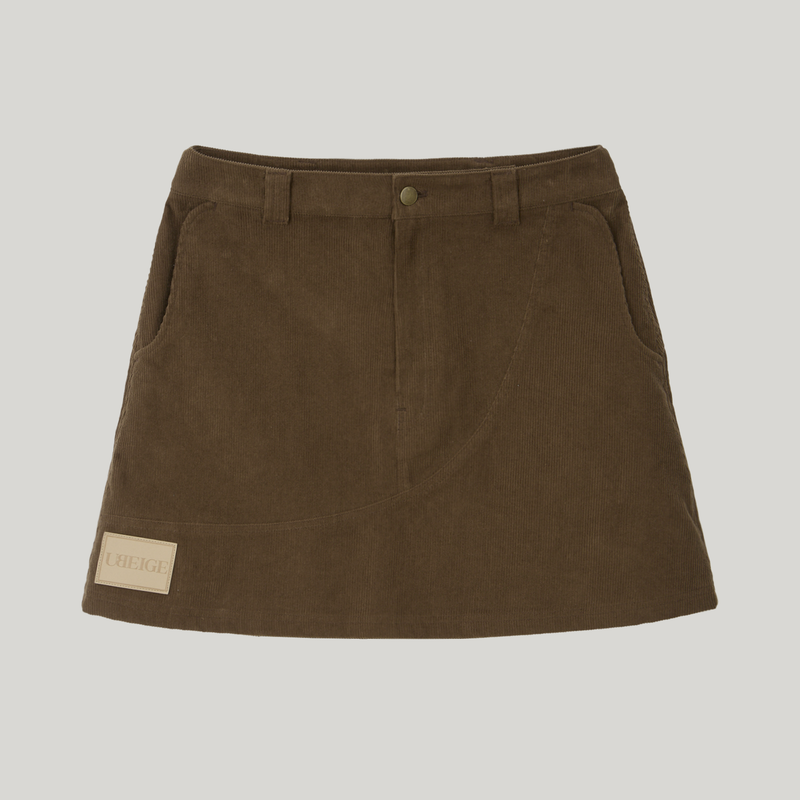 UBEIGE（ユーベイジ）の「ブラウン コーデュロイパッチミニスカート（スカート）」