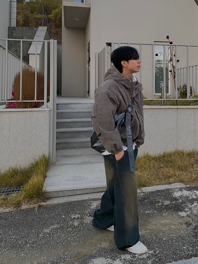 Mud Washing balloon denim pants