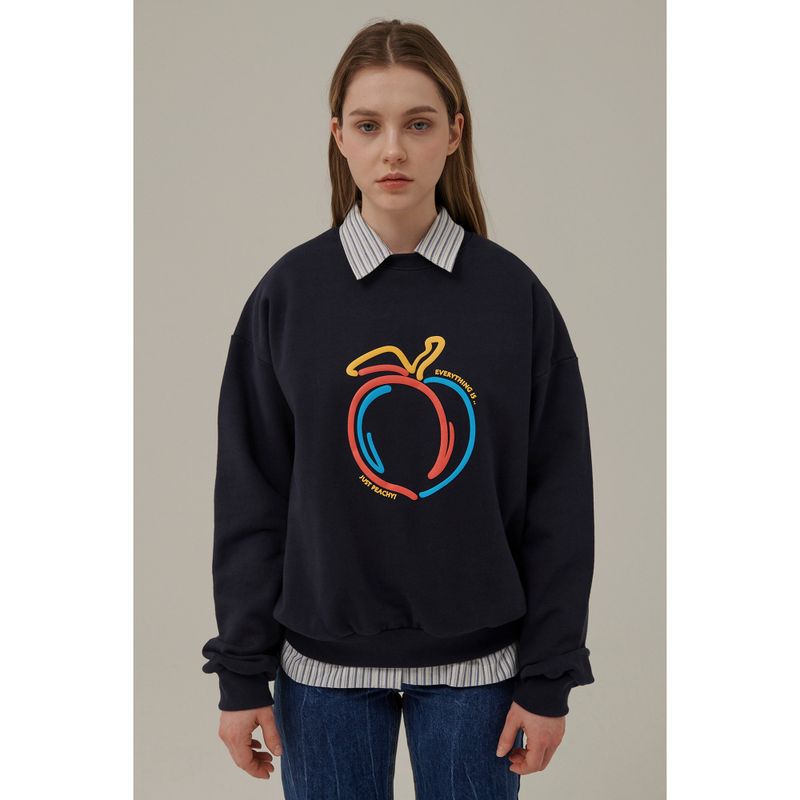 PEACH EMBOSSED PRINT SWEATSHIRT_NAVY