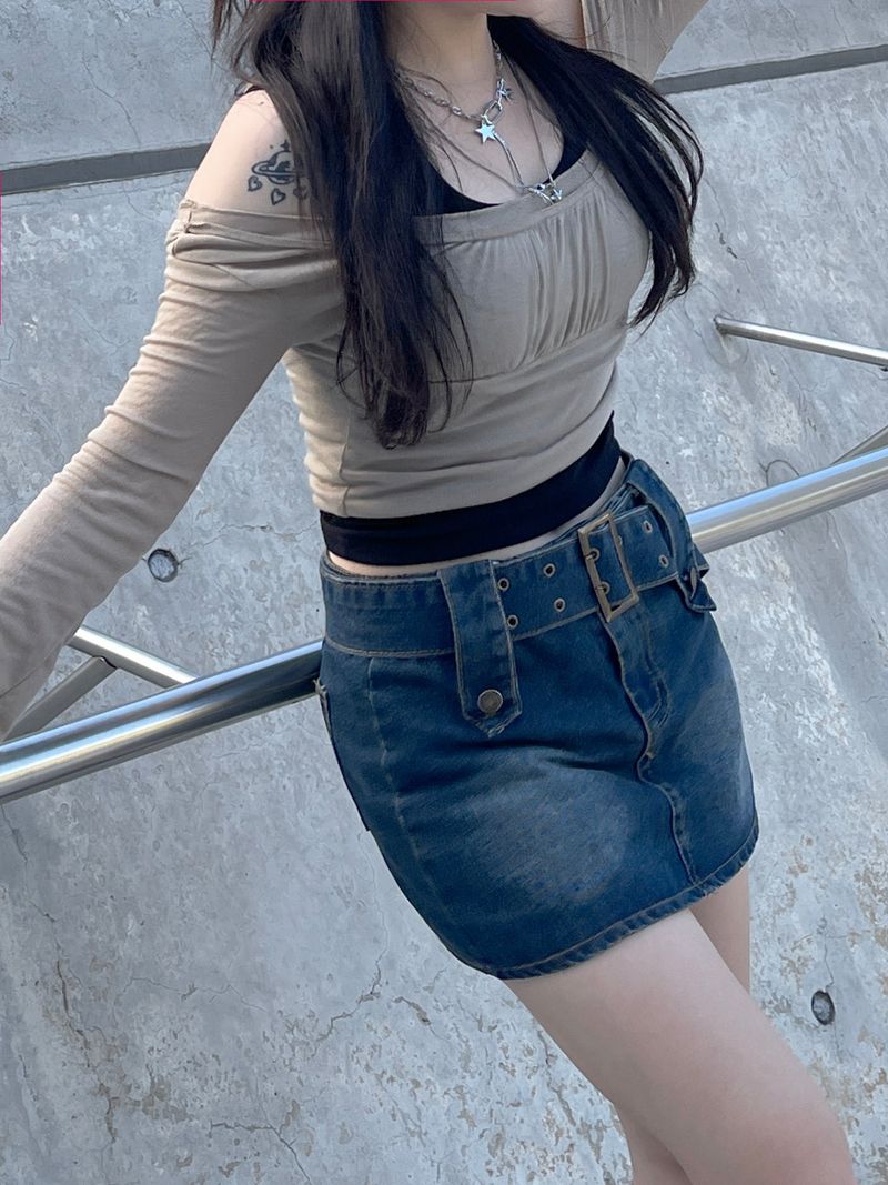 airy Off-Shoulder Shirring Long sleeve
