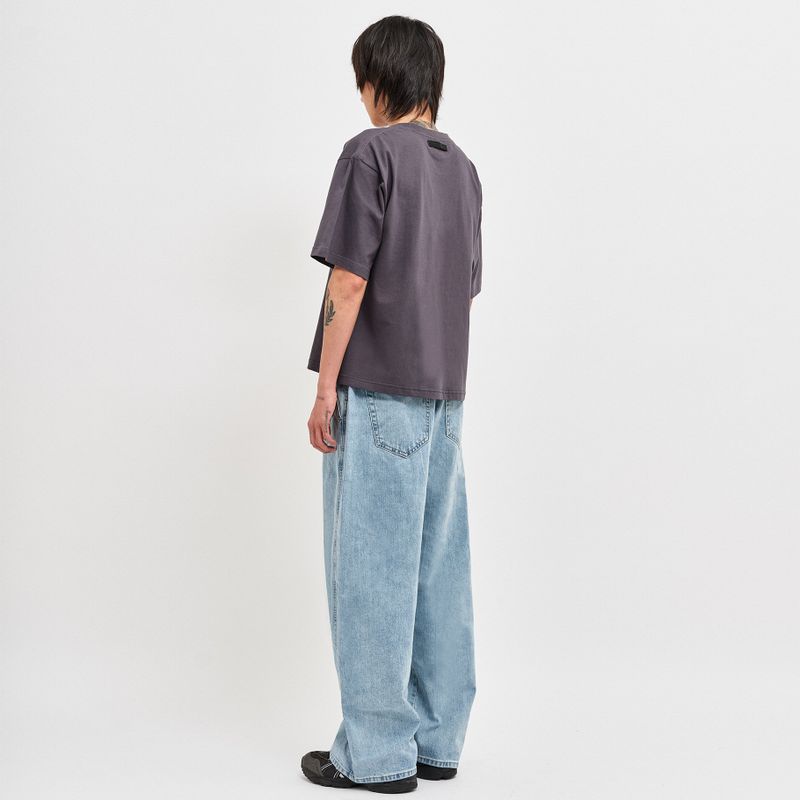 BANDING WIDE DENIM PANTS LIGHT BLUE