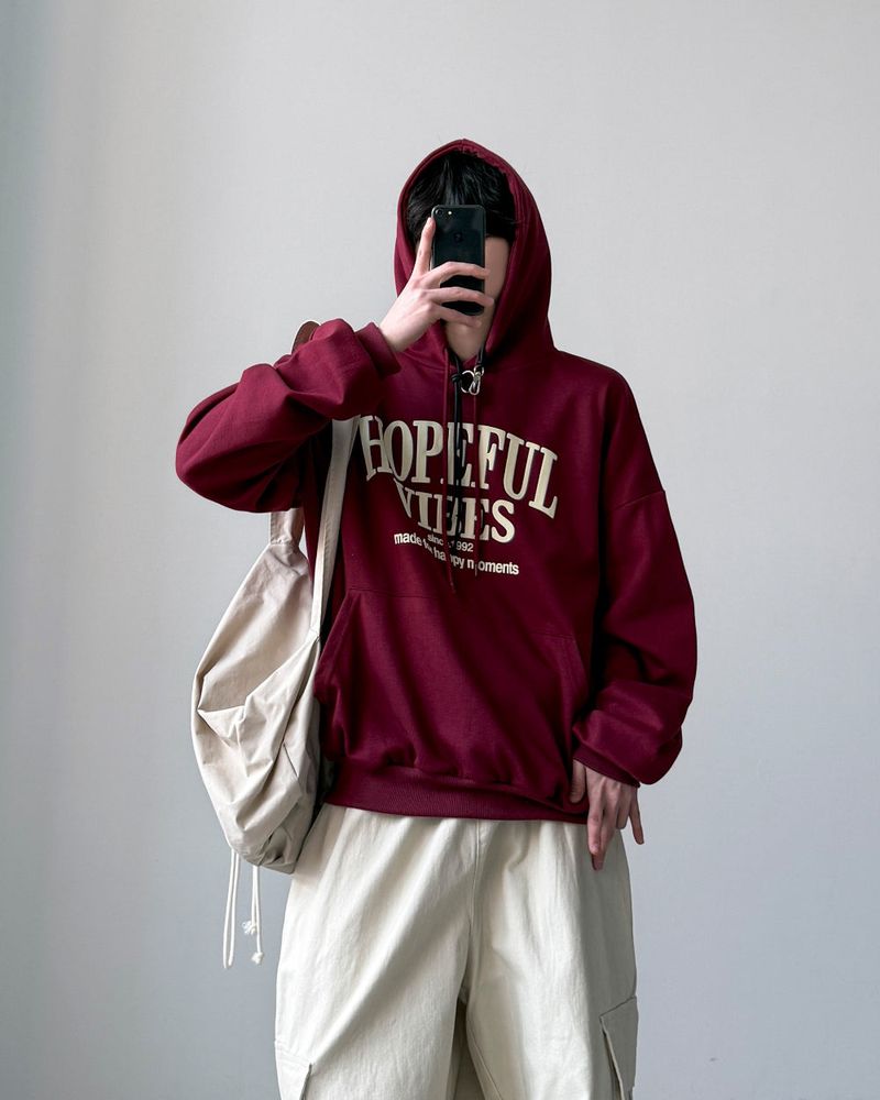 Puff Lettering Oversized Hoodie